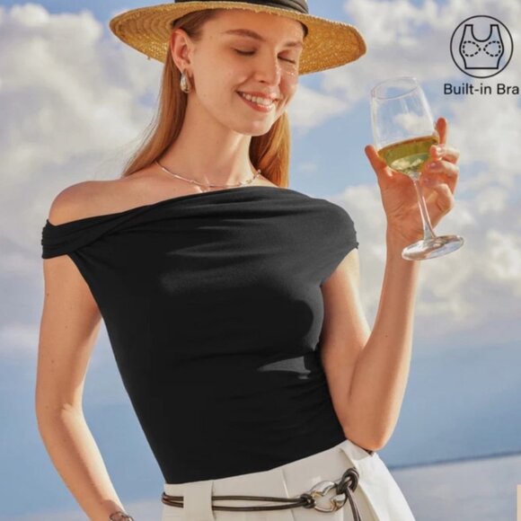 OGL Eco-SkinKiss Multi-wear Versatile Necklines Brami Top Sz Medium Womens Black - Picture 1 of 15